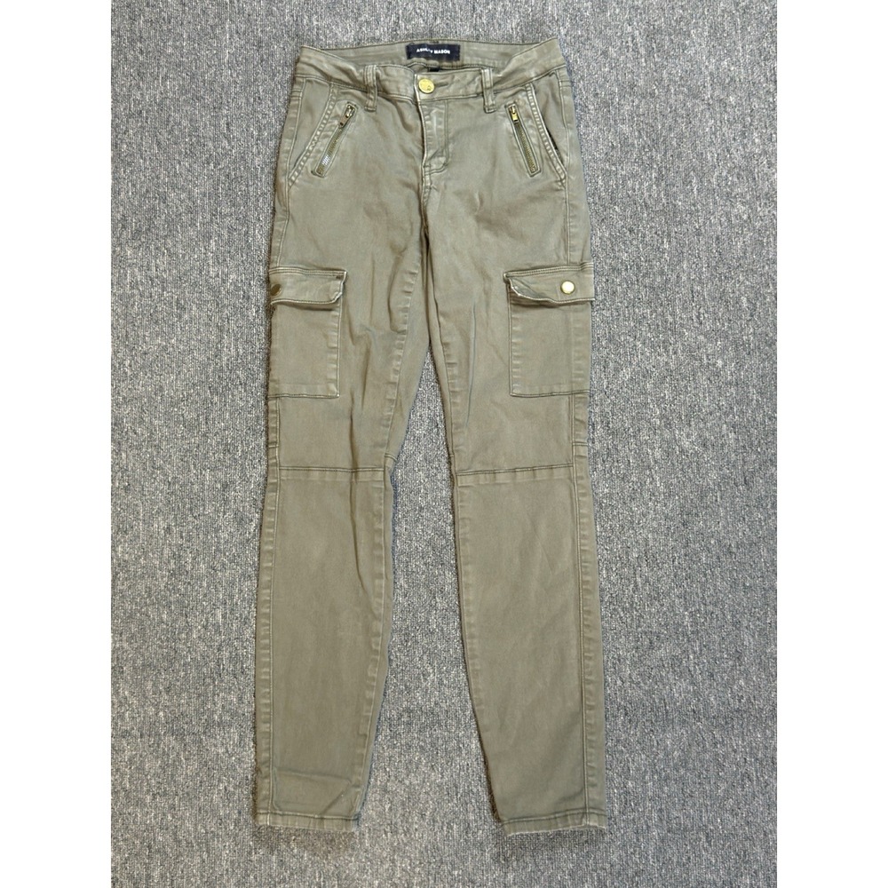 Ashley Mason Cargo Pants Women's 5/27 Skinny Ankle Leg Olive Green Stretch